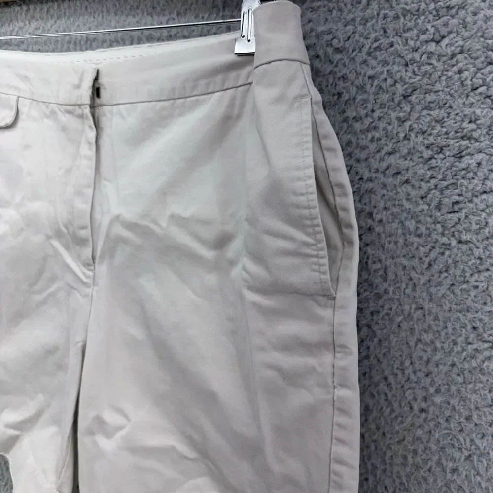 Lands' End Women's 12 Off White Flat Front Casual High Rise Shorts READ‎